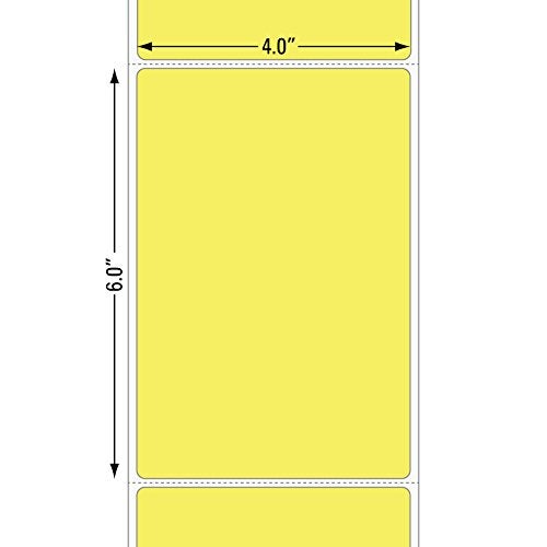 BESTeck Yellow 4"" x 6"" Direct Thermal Shipping Labels, 1"" Cores, 250 Labels Per Roll, Permanent Adhesive, Perforations Between Labels (4 Rolls) - Image 2